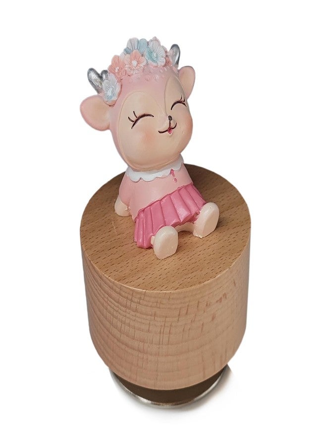 falado Mini Wooden Animal Rotary Music Box with Cute Deer Ornament (Tune: You are My Sunshine), Beige - Image 2